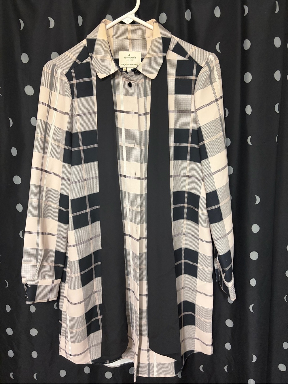 kate spade Plaid Button-Up Dress with Bow-needs TLC